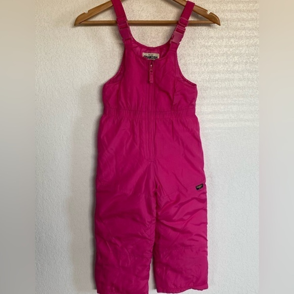 Girls Size 5-6 Snow Bib Overalls Hot Pink